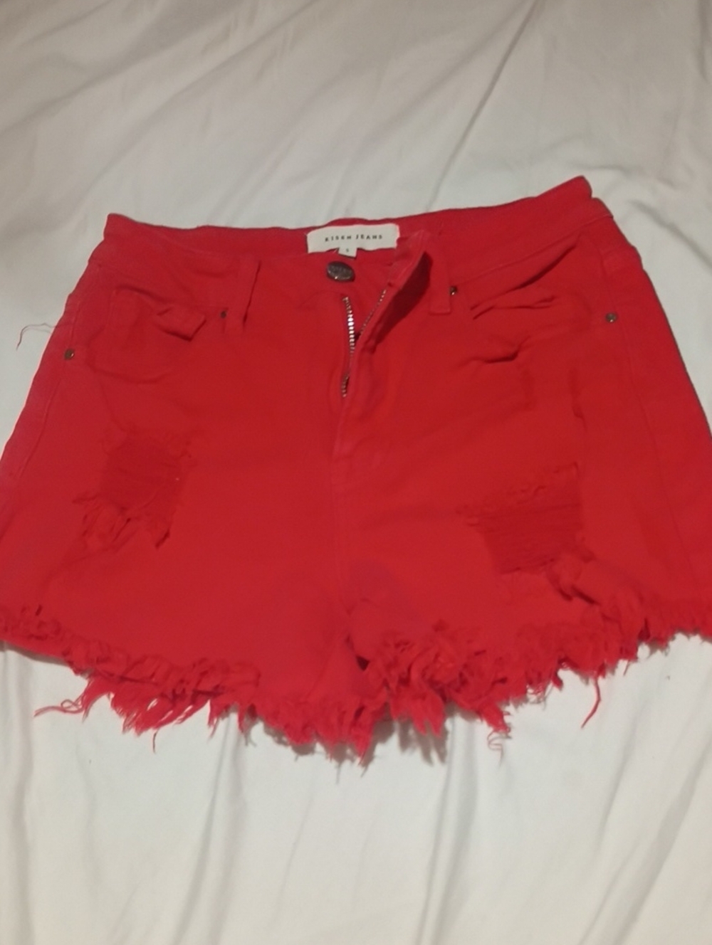 Risen Jean Red Shorts Sma6
